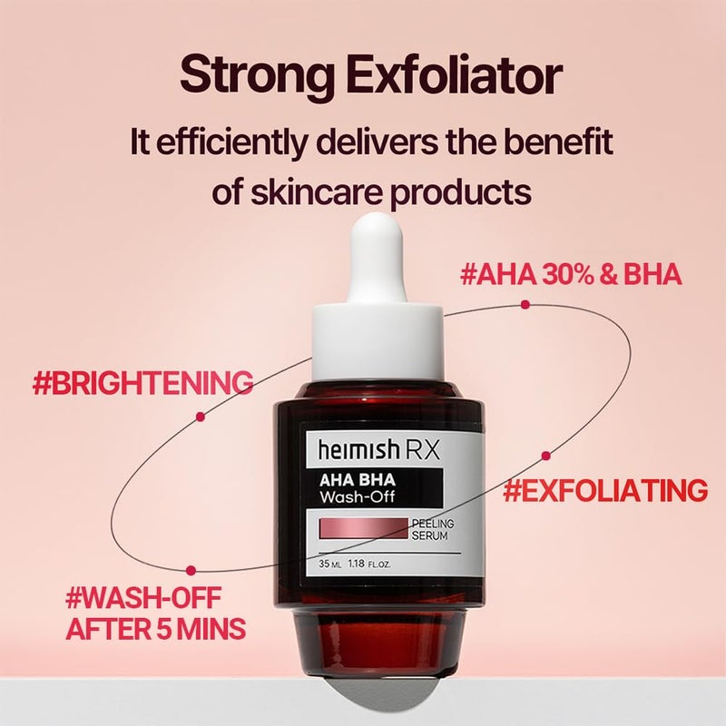 HEIMISH RX AHA BHA Wash-off Peeling Serum - Chemical Peel for Blackheads, Pore and Sebum, Gentle & Hydrating Face Exfoliant for Oily and Acne-prone skin, Korean Skincare, 35ml (1.18 fl. oz) - Image 3